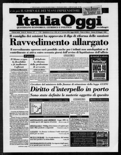 Italia oggi : quotidiano di economia finanza e politica